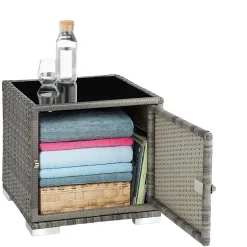 Tectake 2 Rotan Ligstoelen Met Aluminium Frame En Tafel - Inclusief Beschermhoes - Grijs