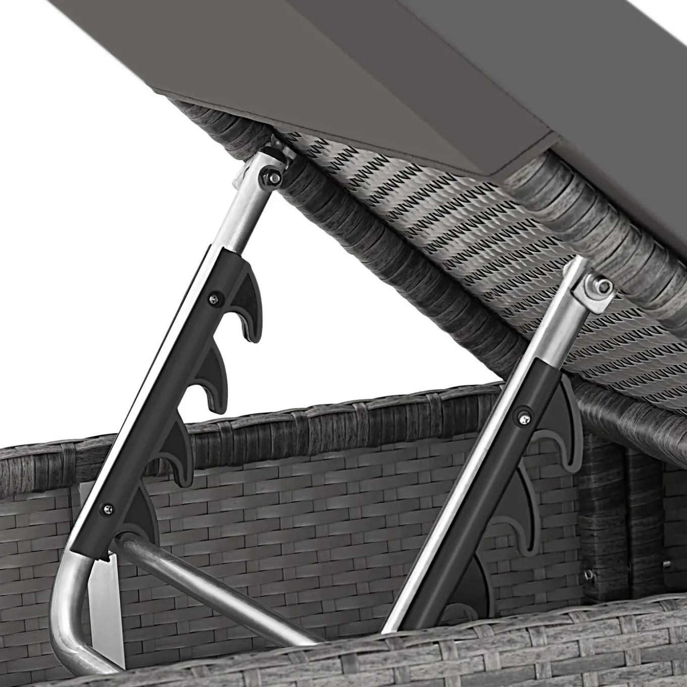 Tectake 2 Rotan Ligstoelen Met Aluminium Frame En Tafel - Inclusief Beschermhoes - Grijs