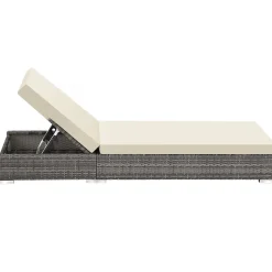 Tectake 2 Rotan Ligstoelen Met Aluminium Frame En Tafel - Inclusief Beschermhoes - Grijs