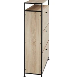 Tectake - Schoenenkast - Met 3 Kleppen - Industrieel Licht Hout, Eiken Sonoma