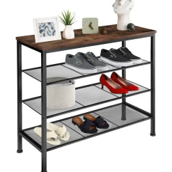 Tectake - Schoenenrek Newport 80,5x30,5x72,5cm - Industrieel Hout Donker, Rustiek