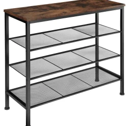 Tectake - Schoenenrek Newport 80,5x30,5x72,5cm - Industrieel Hout Donker, Rustiek