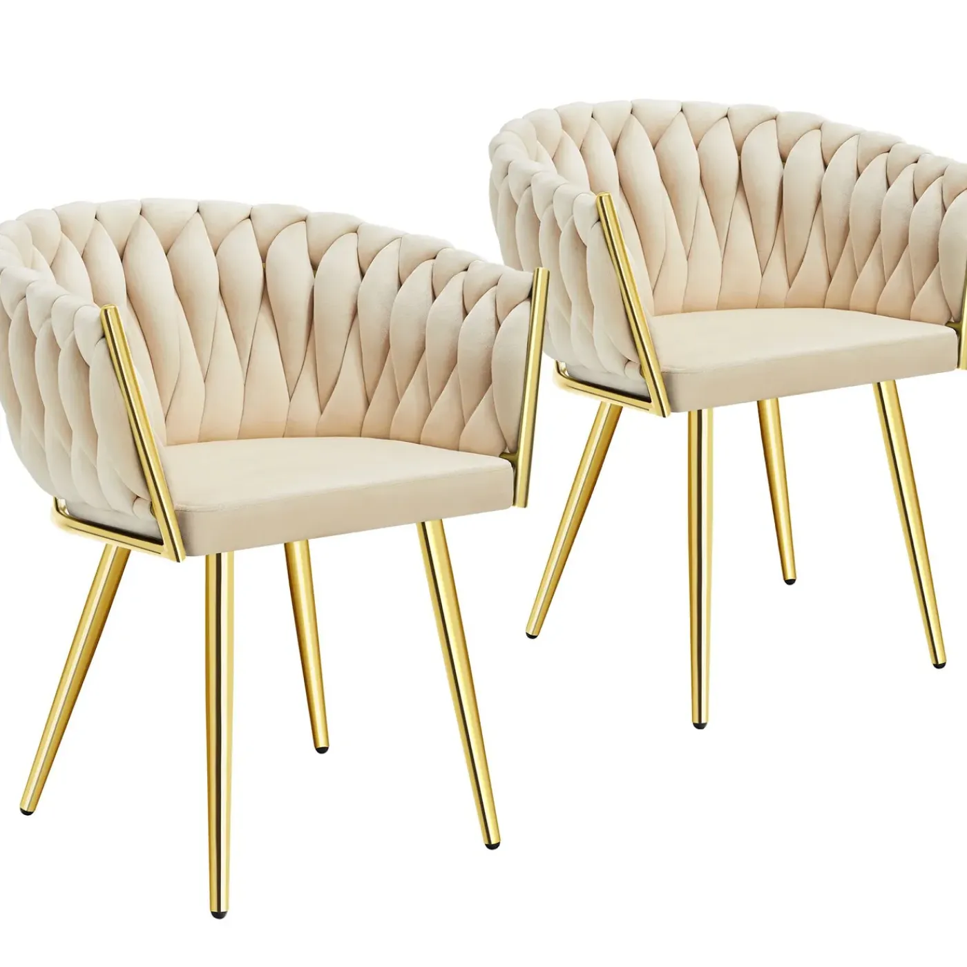 Tectake Set Eetkamerstoelen Astano Fluweel - Knoopdesign - Set Van 2