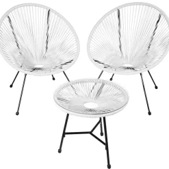 Tectake Set Van 2 Stoelen Santana Met Tafel - 2 Personen - Weerbestendig - Wit