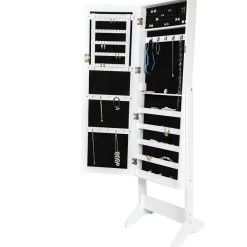 Tectake Sieradenkast Met Spiegel, Rechtopstaand, , Wit