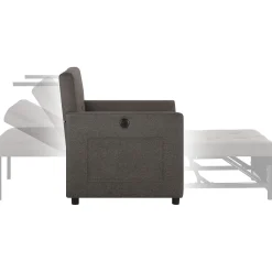 Tectake - Slaapstoel 3-in-1 6-voudig Verstelbare Rug Donkergrijs 82 X 80 X 86 Cm