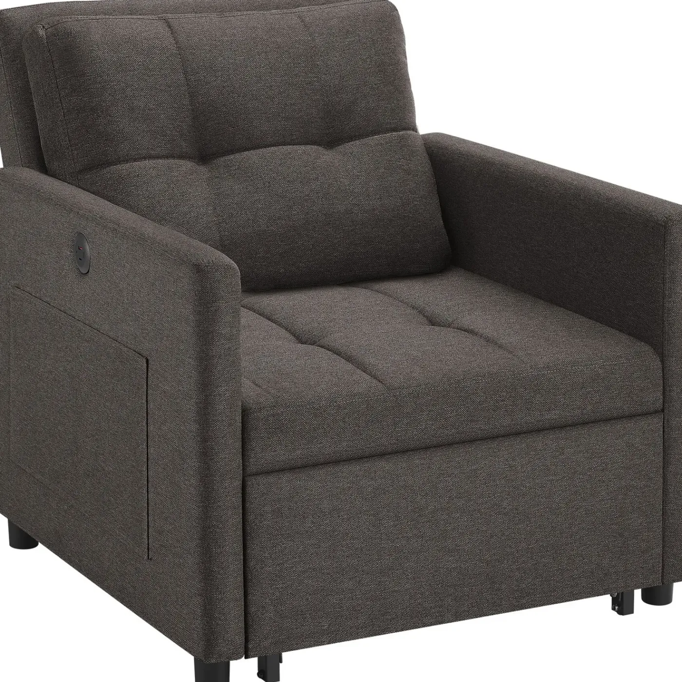 Tectake - Slaapstoel 3-in-1 6-voudig Verstelbare Rug Donkergrijs 82 X 80 X 86 Cm