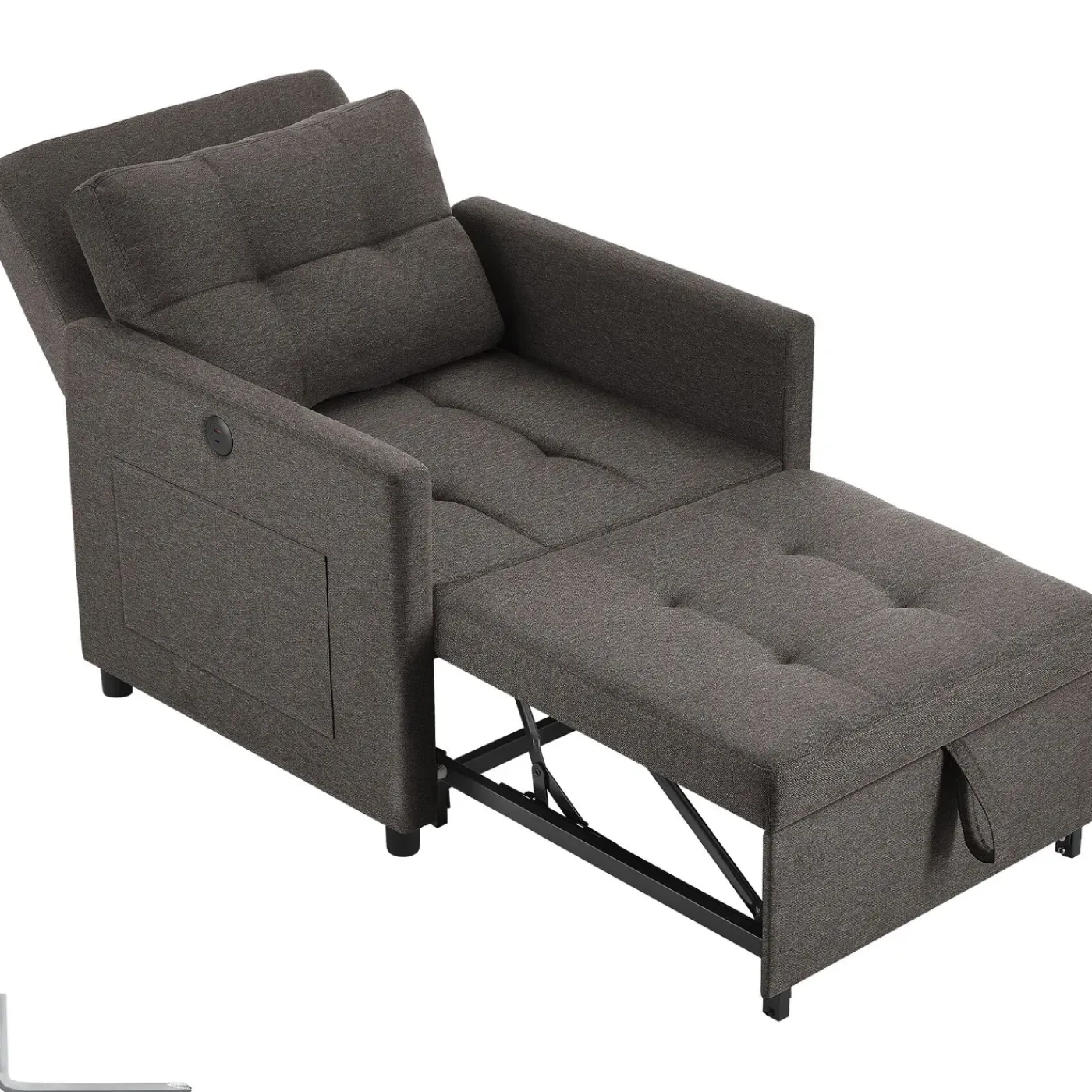 Tectake - Slaapstoel 3-in-1 6-voudig Verstelbare Rug Donkergrijs 82 X 80 X 86 Cm