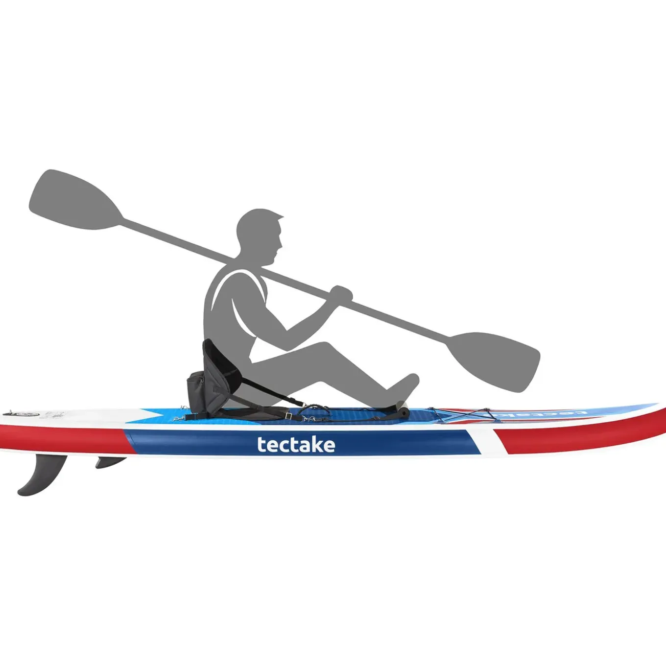 Tectake - Stand-up-paddleboard - Opblaasbaar - Kajakzitting - Tot 200 Kg - Rood En Blauw
