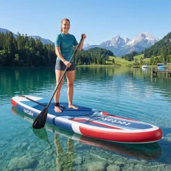Tectake - Stand-up-paddleboard - Opblaasbaar - Kajakzitting - Tot 200 Kg - Rood En Blauw