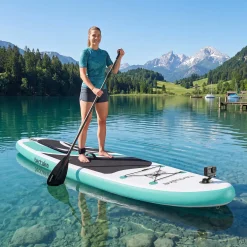 Tectake - Stand-up-paddleboard - Opblaasbaar - Tot 200 Kg - Antislip - Wit Turkoois