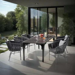 Tectake Stoelset Valeiras In Rope-design - Dikke Kussens - 60x61x77cm
