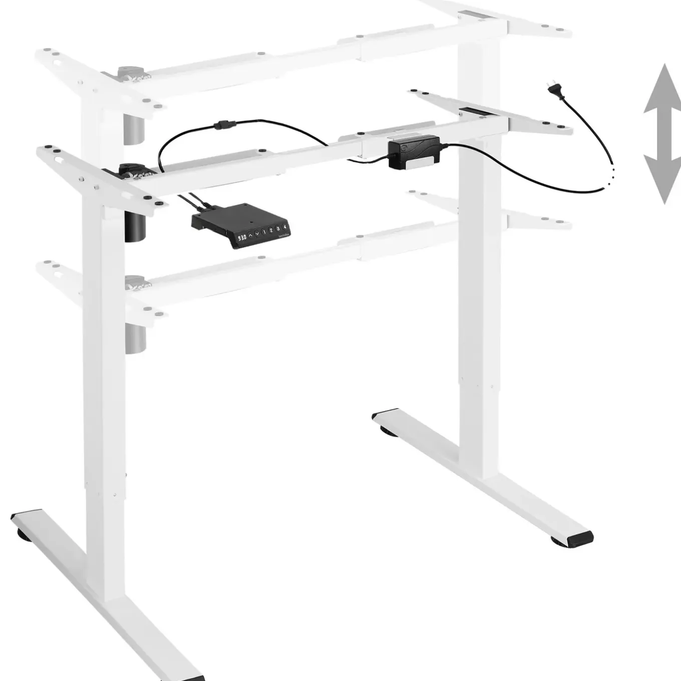 Tectake Tafelonderstel Elektrisch In Hoogte Verstelbaar - Geheugenfunctie. 85-129x65x71-121cm - Wit