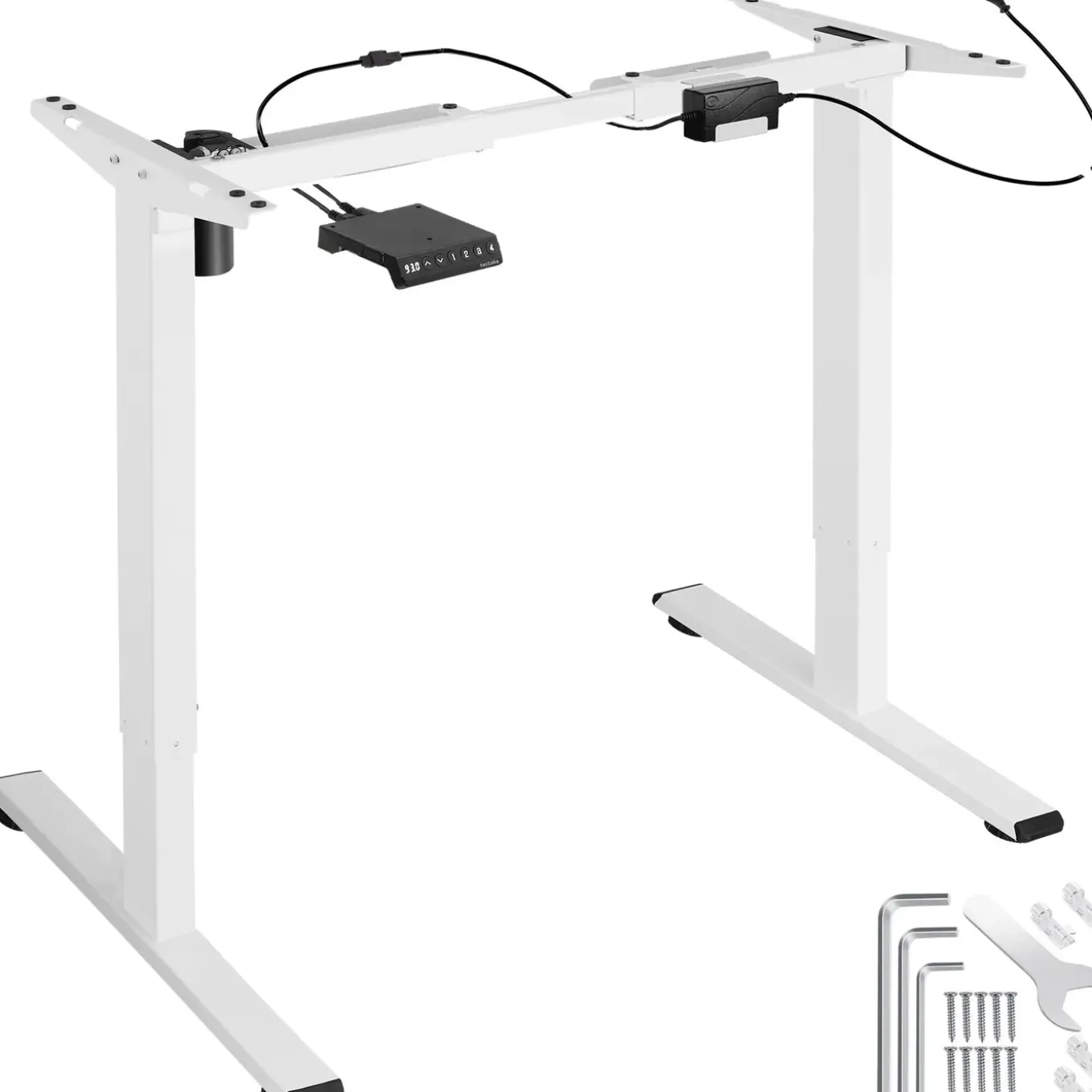 Tectake Tafelonderstel Elektrisch In Hoogte Verstelbaar - Geheugenfunctie. 85-129x65x71-121cm - Wit