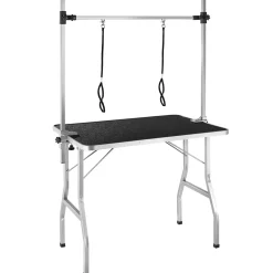 Tectake Trimtafel - Voor Honden Katten - Antislip Rubber - Aluminium Omranding - Zwart/zilver