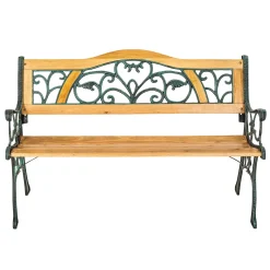 Tectake Tuinbank Kathi 2-zitter Van Hout En Gietijzer 124x60x83cm - Weerbestendig - Bruin
