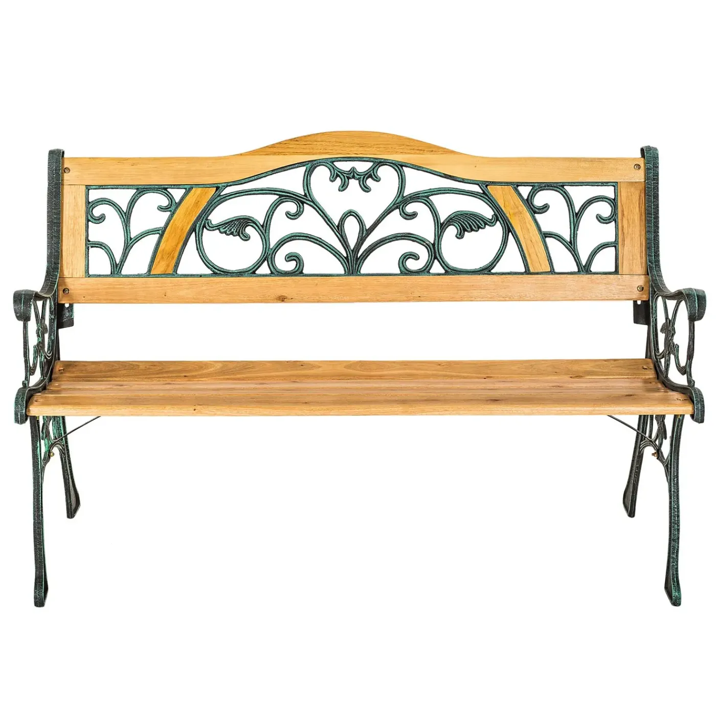 Tectake Tuinbank Kathi 2-zitter Van Hout En Gietijzer 124x60x83cm - Weerbestendig - Bruin