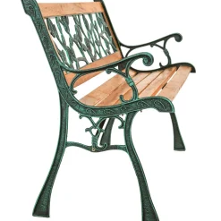Tectake Tuinbank Marina 2-zitter Van Hout En Gietijzer 124x52x74 - Weerbestendig - Bruin