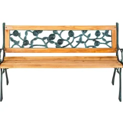 Tectake Tuinbank Marina 2-zitter Van Hout En Gietijzer 124x52x74 - Weerbestendig - Bruin