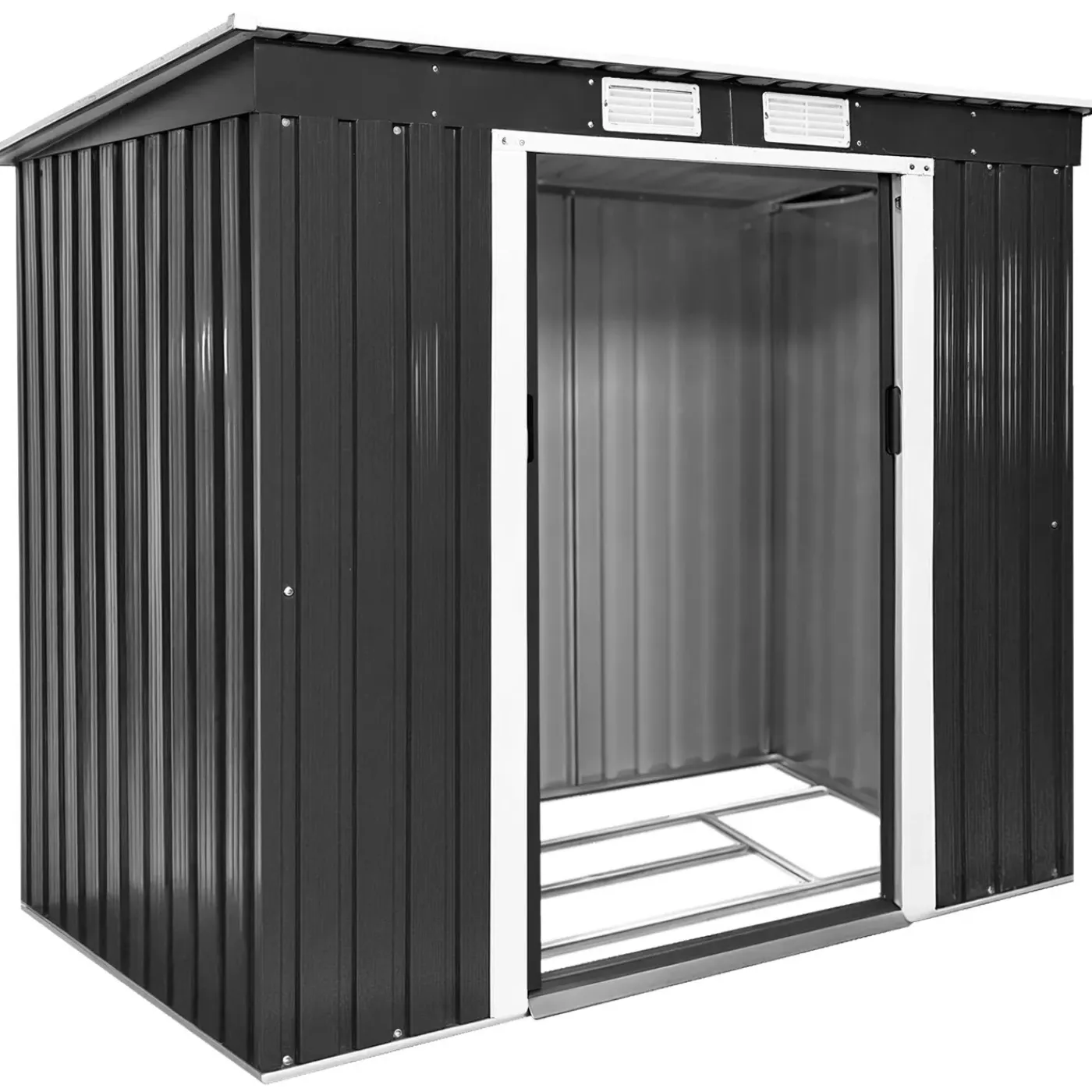Tectake Tuinhuis Met Hellend Dak - Grijs/wit