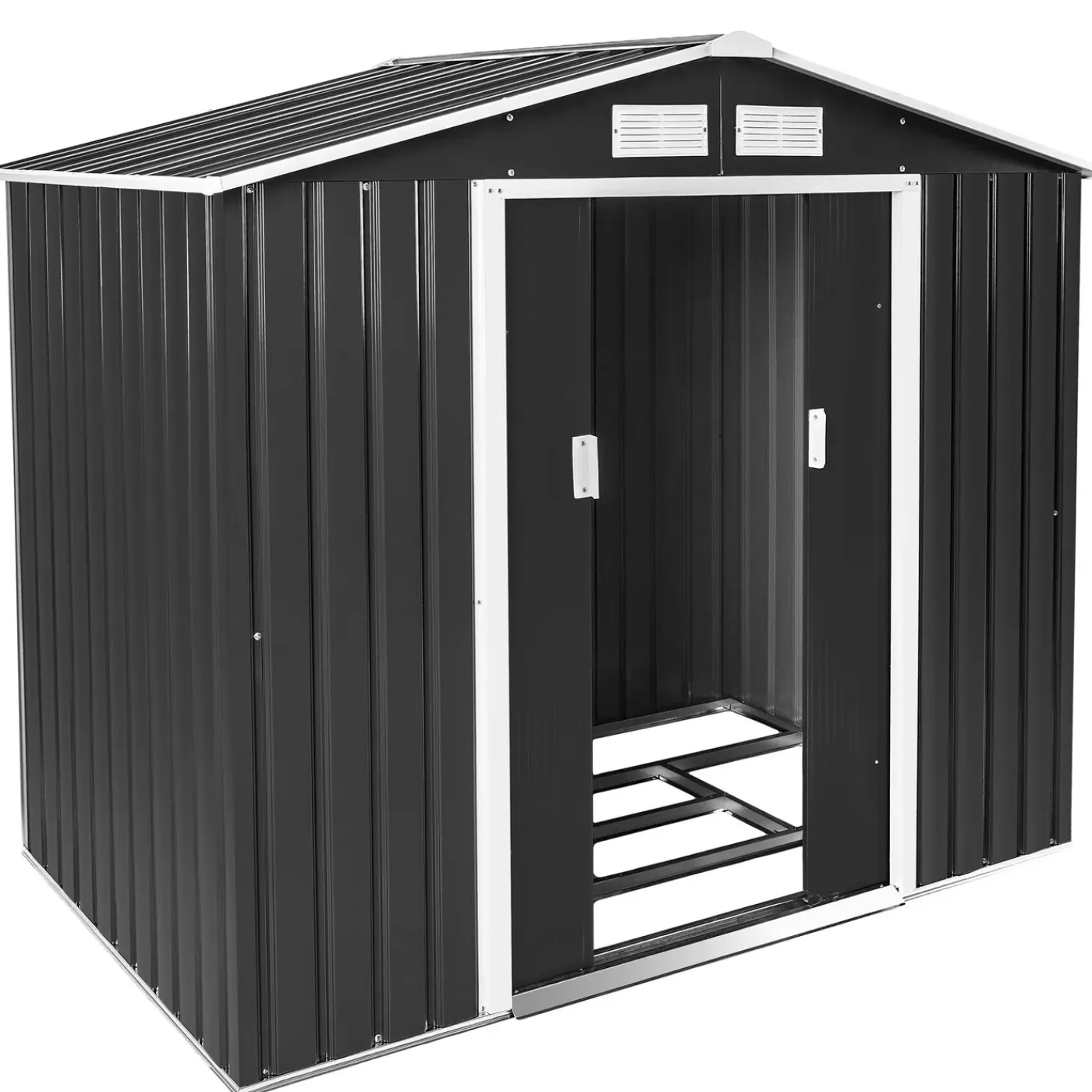 Tectake Tuinhuis Met Zadeldak - Grijs/wit