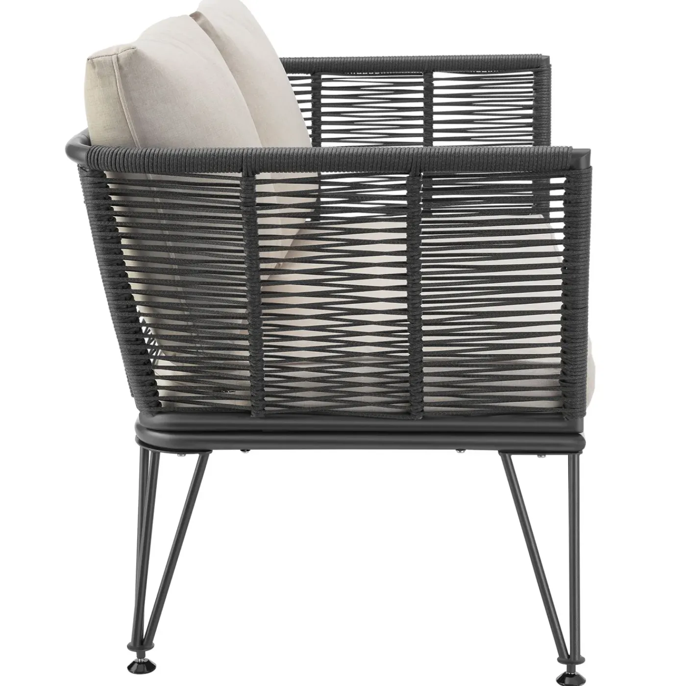 Tectake Tuin-loungebank Sundo In Rope-design Van Wicker - 2 Personen - Antraciet