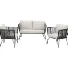 Tectake Tuin-loungeset Sundo In Rope-design Van Wicker - 4 Personen - Antraciet