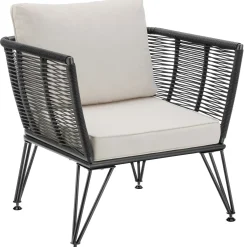 Tectake Tuin-loungeset Sundo In Rope-design Van Wicker - 4 Personen - Antraciet