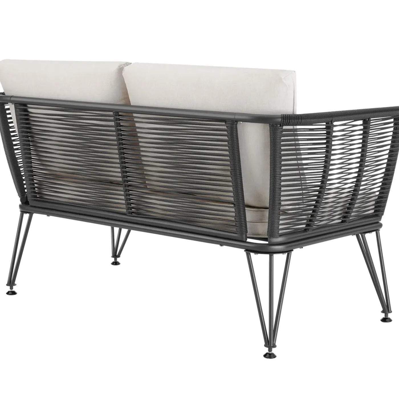 Tectake Tuin-loungeset Sundo In Rope-design Van Wicker - 4 Personen - Antraciet
