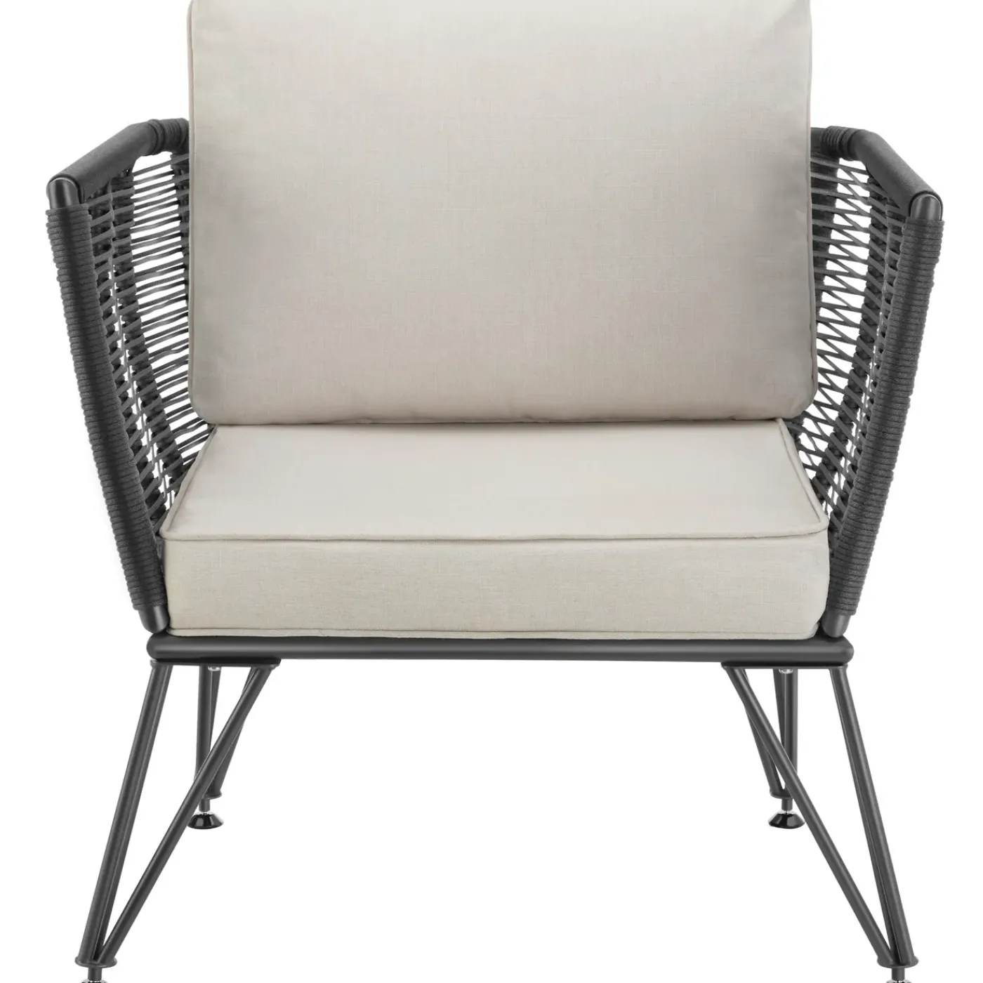 Tectake Tuin-loungeset Sundo In Rope-design Van Wicker - 4 Personen - Antraciet