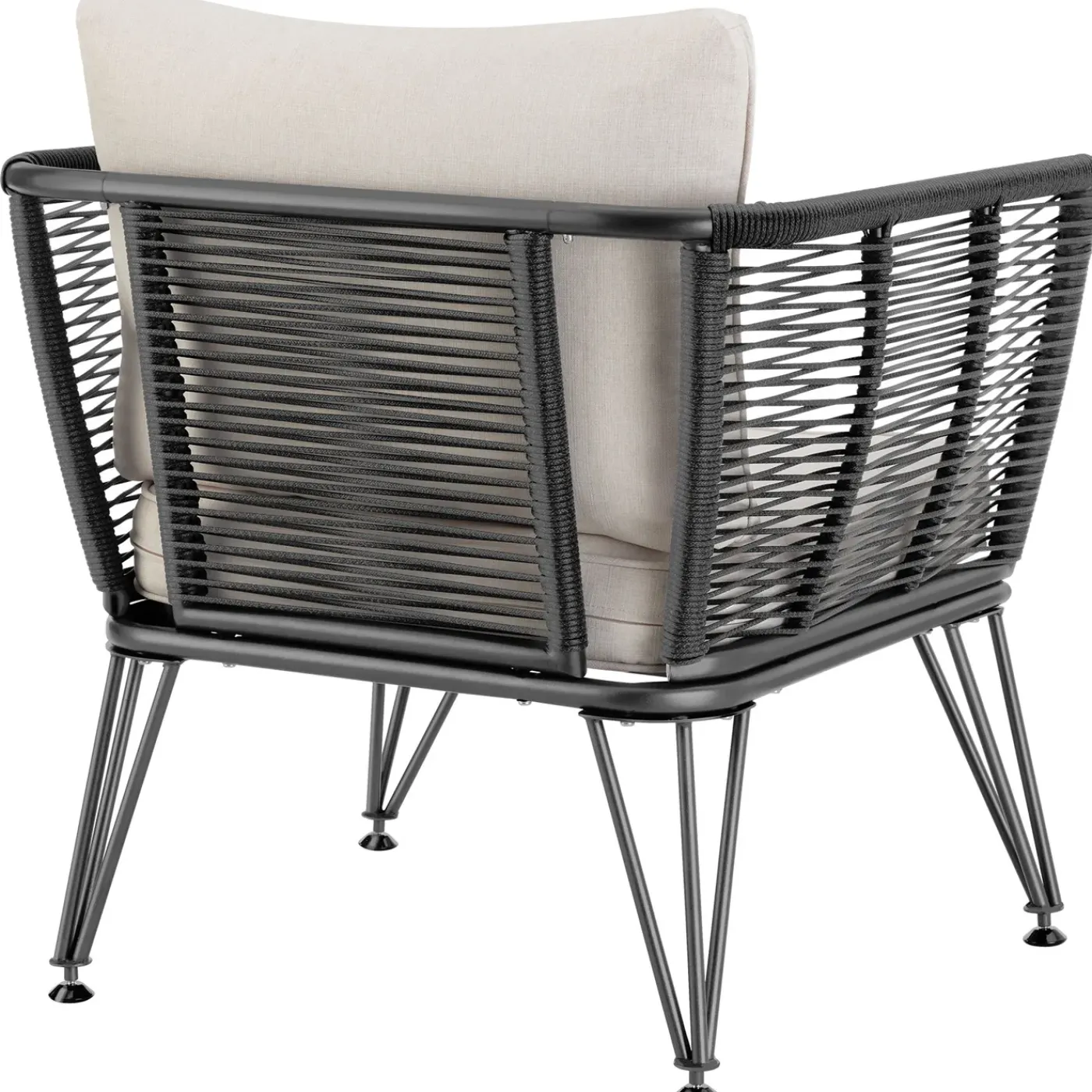 Tectake Tuin-loungeset Sundo In Rope-design Van Wicker - 4 Personen - Antraciet