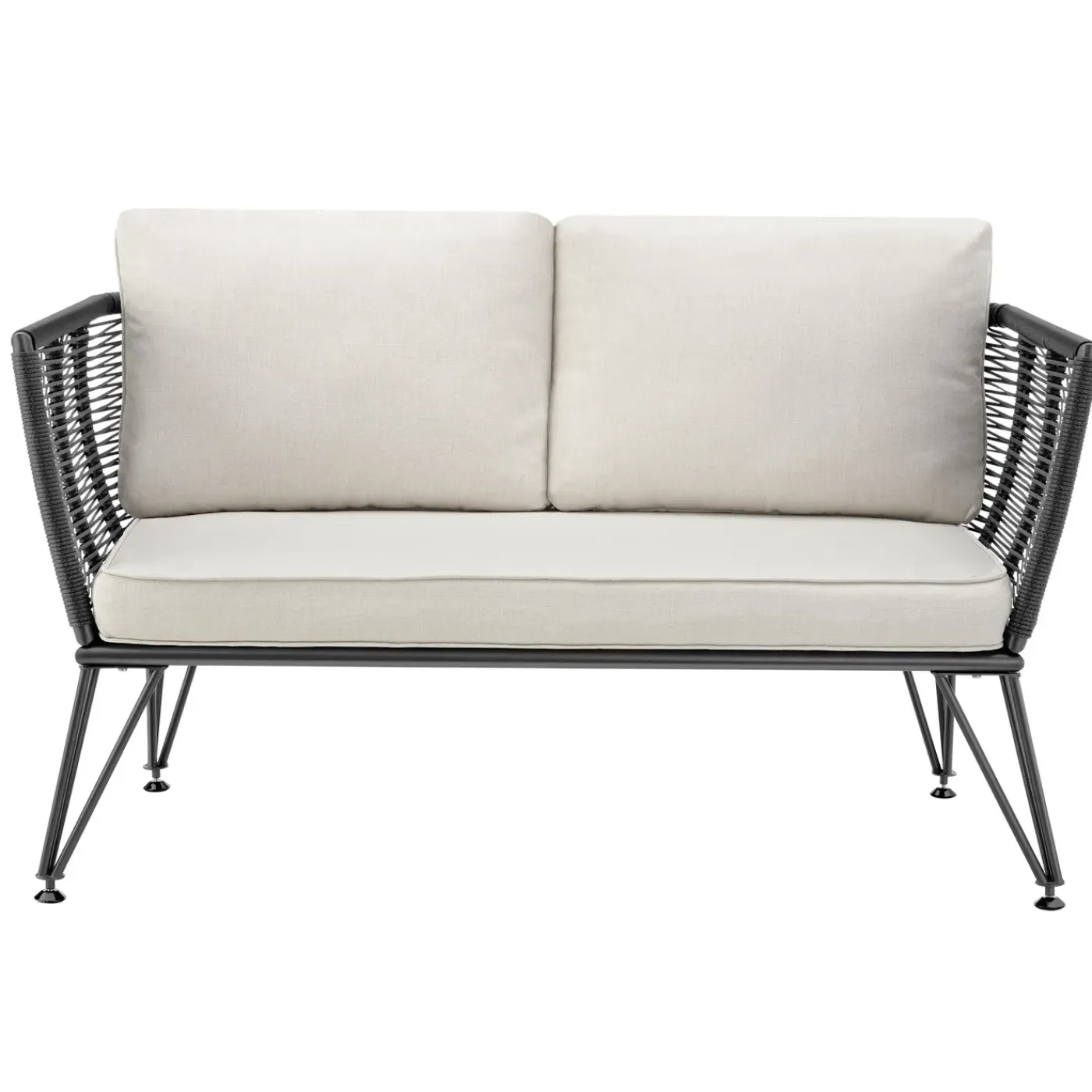 Tectake Tuin-loungeset Sundo In Rope-design Van Wicker - 4 Personen - Antraciet
