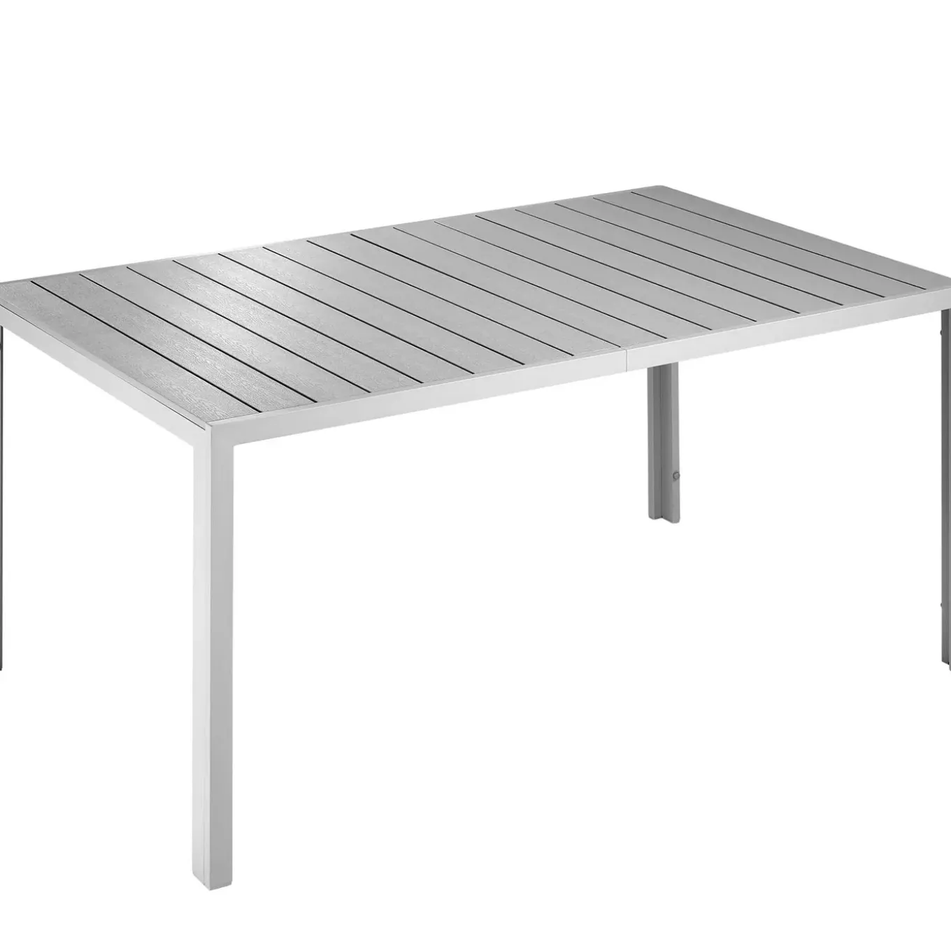 Tectake - Tuintafel - Roestvrij Aluminium - Houtlook - Verstelbare Voetjes - Zilver/grijs