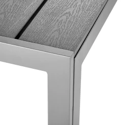 Tectake - Tuintafel - Roestvrij Aluminium - Houtlook - Verstelbare Voetjes - Zilver/grijs