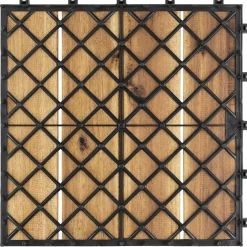 Tectake Tuintegels Tabula Lamellen Van 4 - 31 X 31 Cm - Set Van 40 Terrastegels - Bruin
