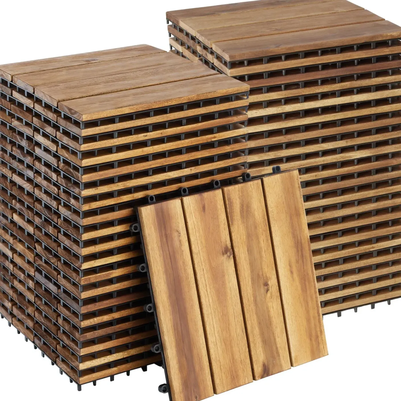 Tectake Tuintegels Tabula Lamellen Van 4 - 31 X 31 Cm - Set Van 40 Terrastegels - Bruin