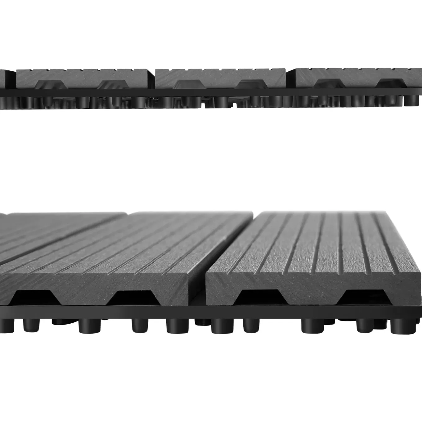 Tectake Tuintegels Tegulas, Wpc In Houtlook - 31 X 31 Cm - Set Van 22 Terrastegels - Grijs
