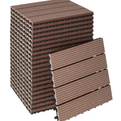 Tectake Tuintegels Tegulas, Wpc In Houtlook - 31 X 31 Cm - Set Van 22 Terrastegels - Bruin