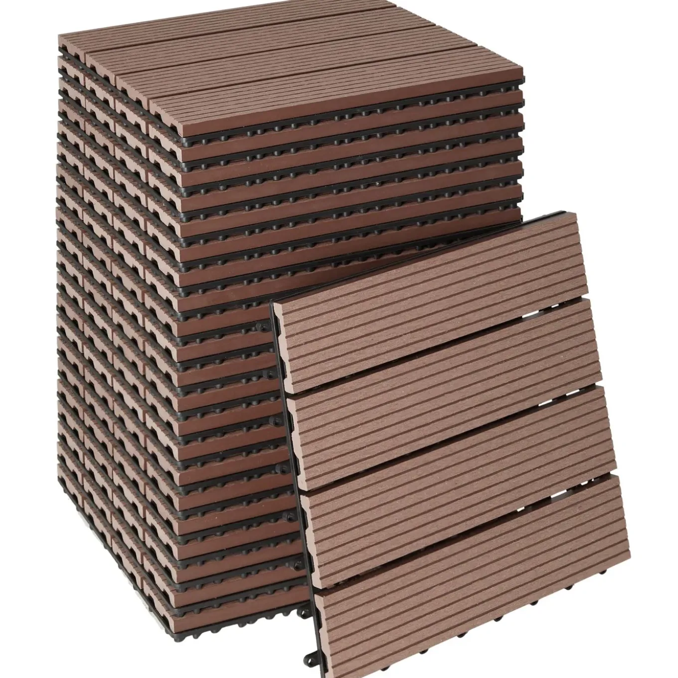 Tectake Tuintegels Tegulas, Wpc In Houtlook - 31 X 31 Cm - Set Van 22 Terrastegels - Bruin