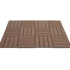 Tectake Tuintegels Tegulas, Wpc In Houtlook - 31 X 31 Cm - Set Van 11 Terrastegels - Bruin