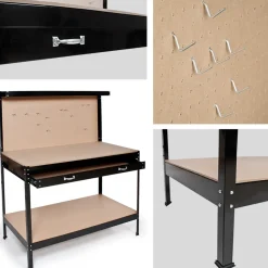 Tectake Universele Werkbank Met Gaatjeswand En Lade - Zwart