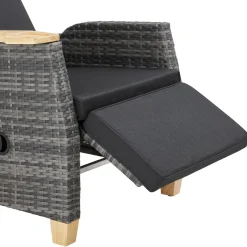 Tectake Wickerfauteuil Pescara Met Aluminium Frame - Verstelbare Rugleuning - Grijs