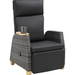 Tectake Wickerfauteuil Pescara Met Aluminium Frame - Verstelbare Rugleuning - Grijs