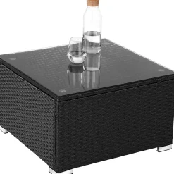 Tectake Wicker Lounge Lignano - 4 Personen - Weerbestendig - Zwart