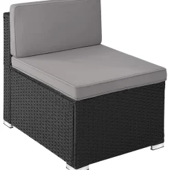 Tectake Wicker Lounge Lignano - 4 Personen - Weerbestendig - Zwart