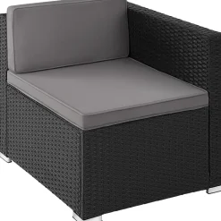 Tectake Wicker Lounge Lignano - 4 Personen - Weerbestendig - Zwart