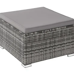 Tectake - Wicker Loungeset - Grijs - Modulair - Uv-bestendig - Stalen Frame - Met Glazen Tafel