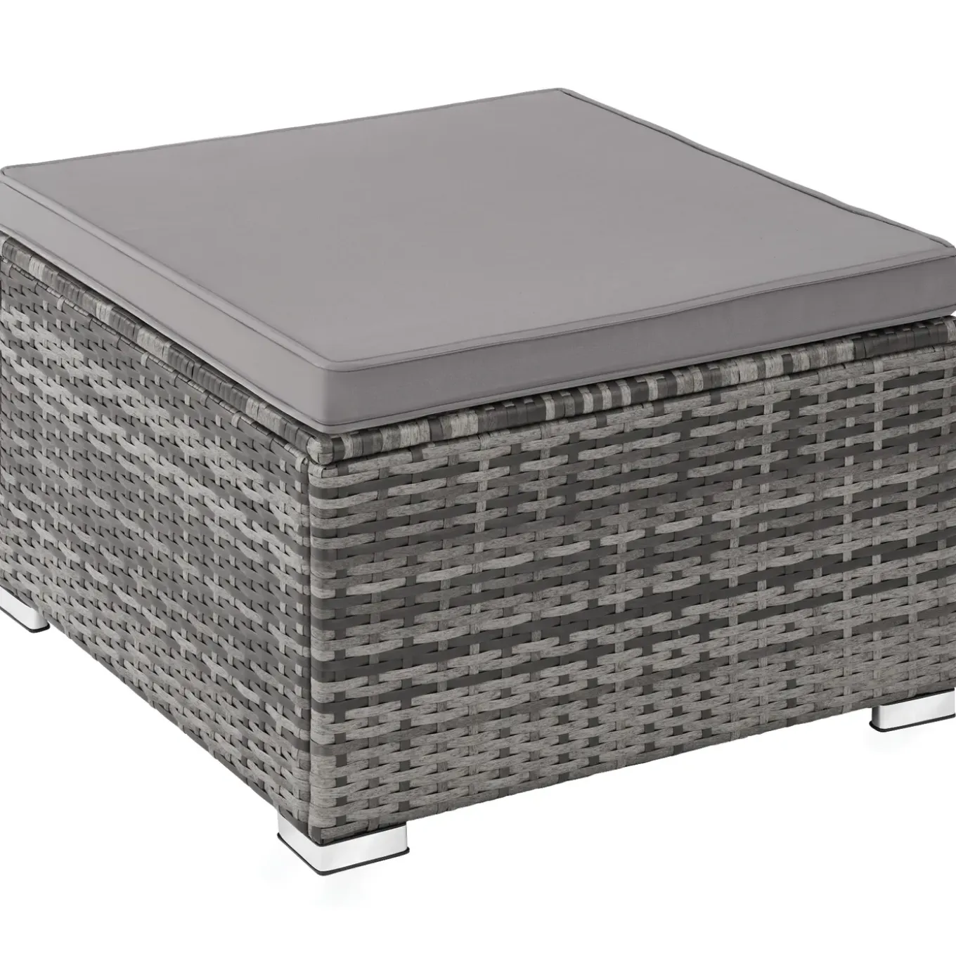 Tectake - Wicker Loungeset - Grijs - Modulair - Uv-bestendig - Stalen Frame - Met Glazen Tafel