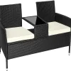Tectake Wicker Tuinbank Met Tafel - Zwart/beige
