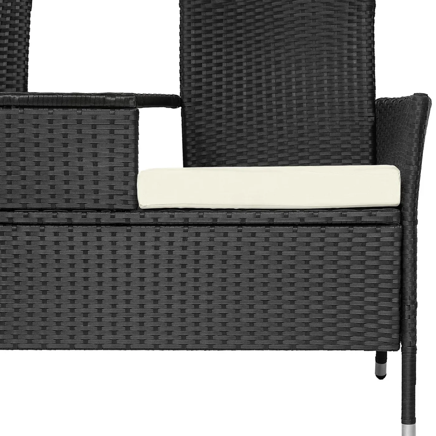 Tectake Wicker Tuinbank Met Tafel - Zwart/beige